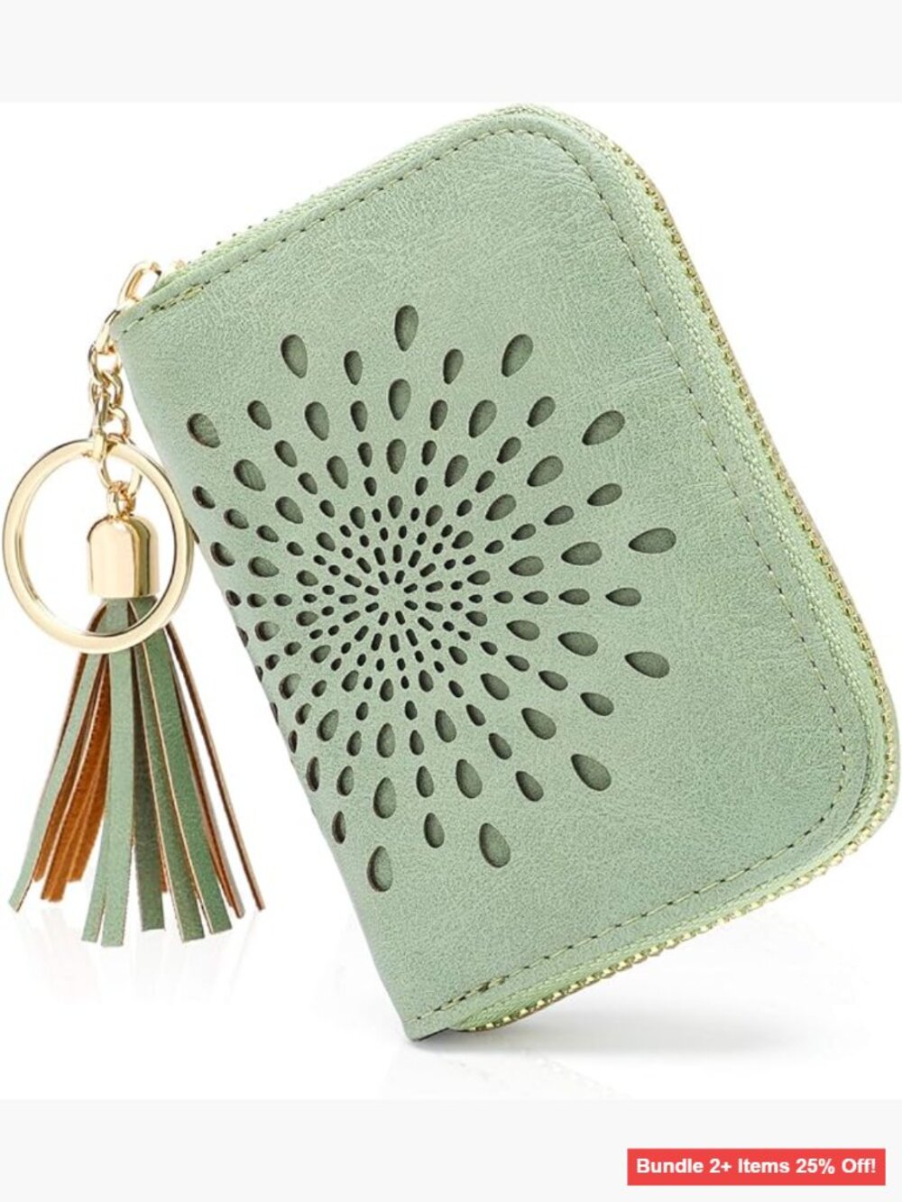 RFID Blocking Card Holder with 10 Slots, Zipper Closure, Sunflower Design